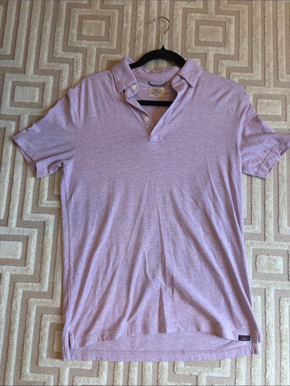 Faherty Men's Heathered Lilac Polo